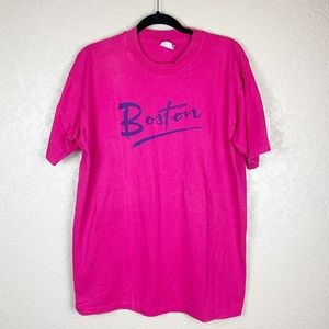 Vintage single stitch Boston hot pink tee shirt
